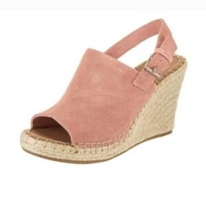 Toms Monica Espadrille Wedge Sling Back Sandals Pink Size 7